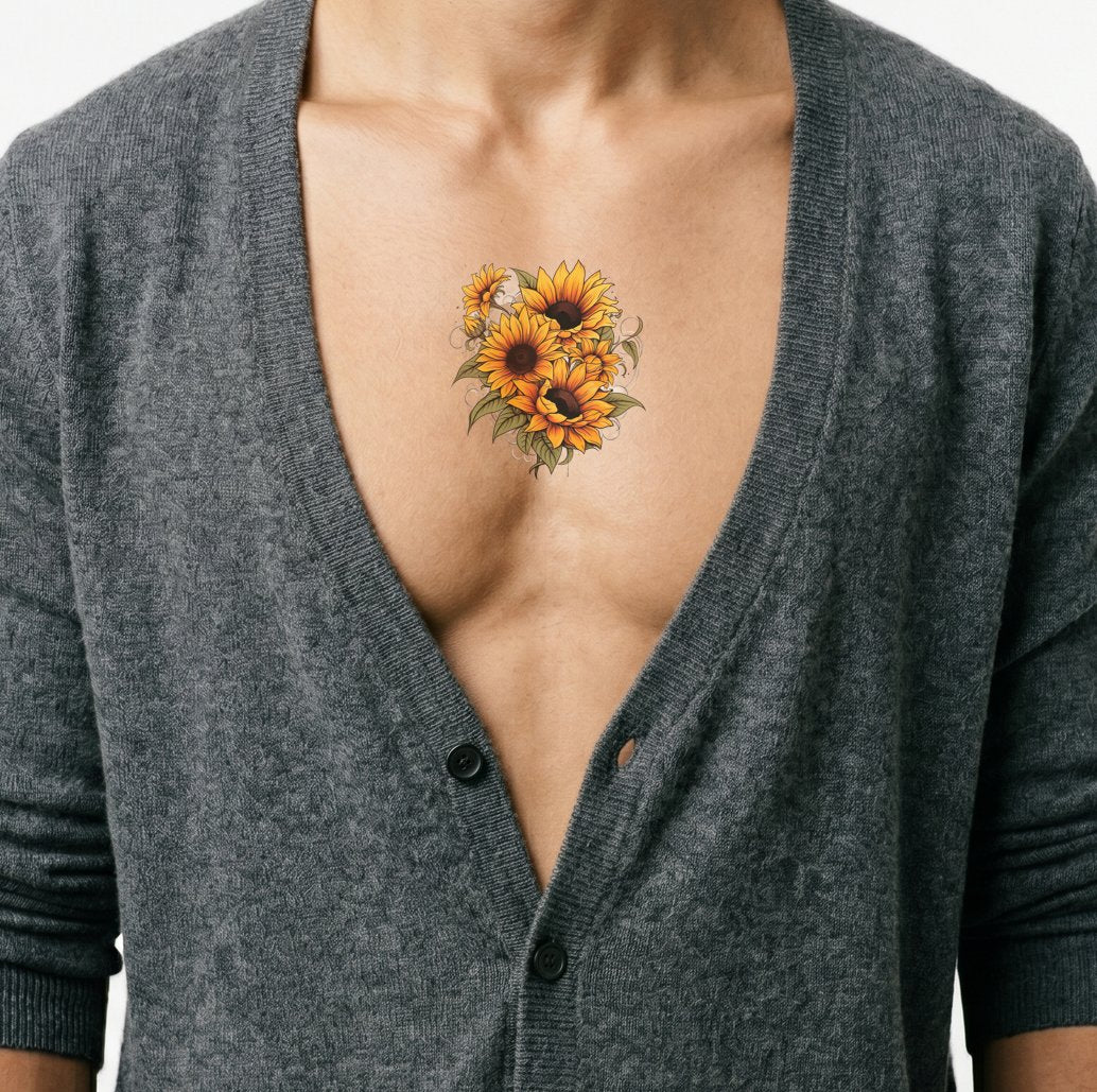Neo Traditional Sunflower Tattoo Design