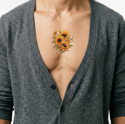 Neo Traditional Sunflower Tattoo Design