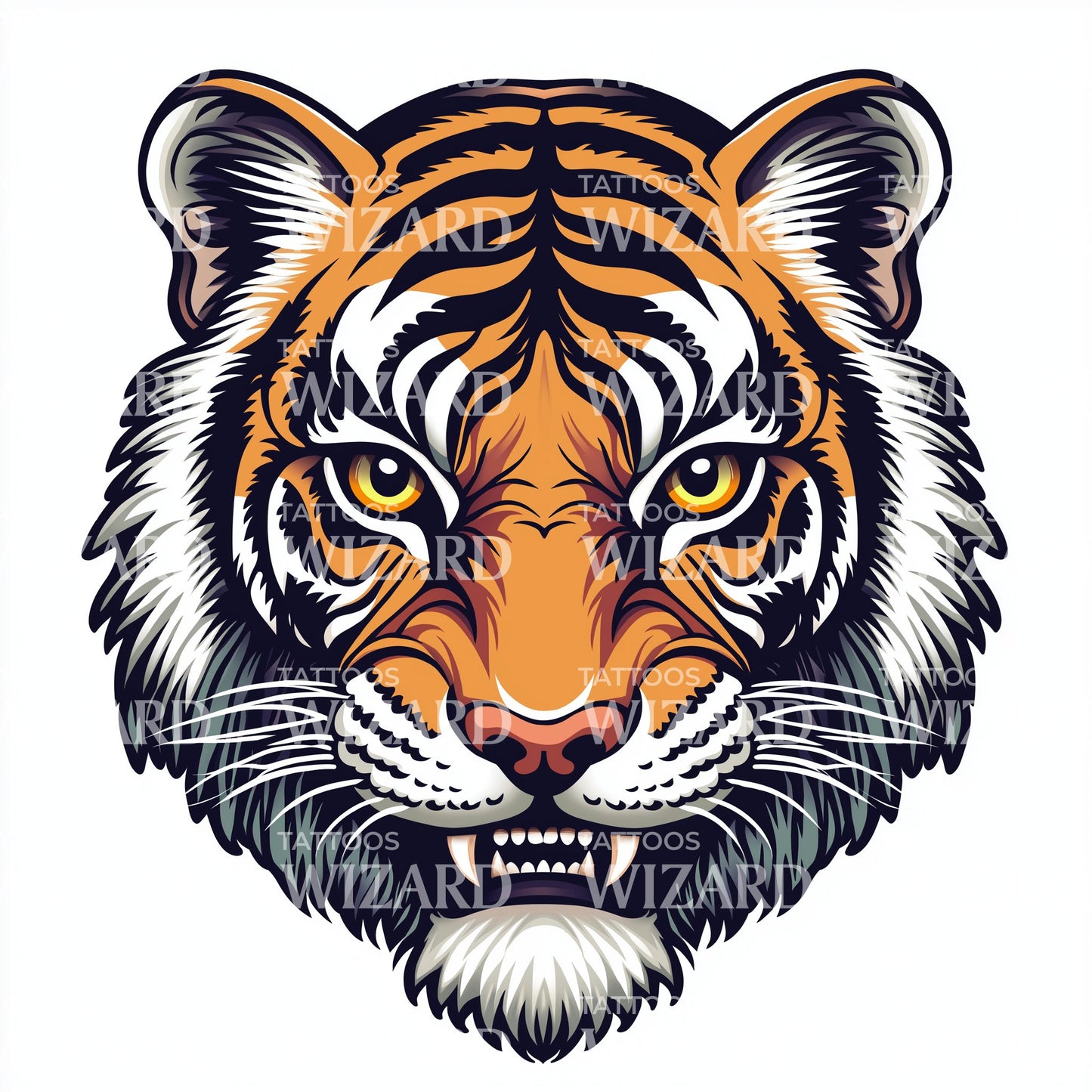 Neo Traditional Tiger Tattoo Design