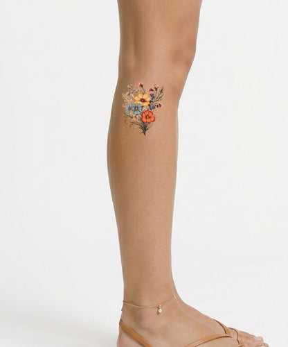 Neo Traditional Wildflowers Tattoo Design