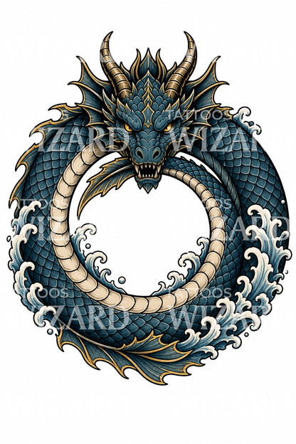 Neo tradiční ilustrace tetování Světového hada