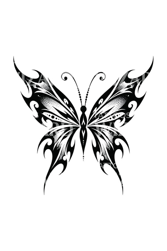 Neo Tribal Butterfly Y2K Tattoo Design