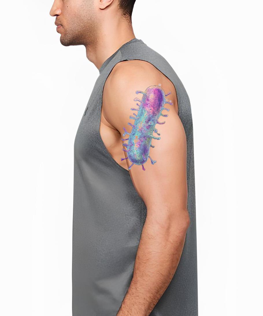 Neon Watercolor Bacterium Tattoo Design