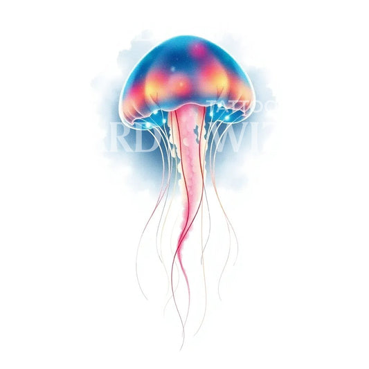 Neon Jellyfish Tattoo Illustration