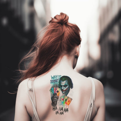 Neon Joker Kort Splash Tatuering Design