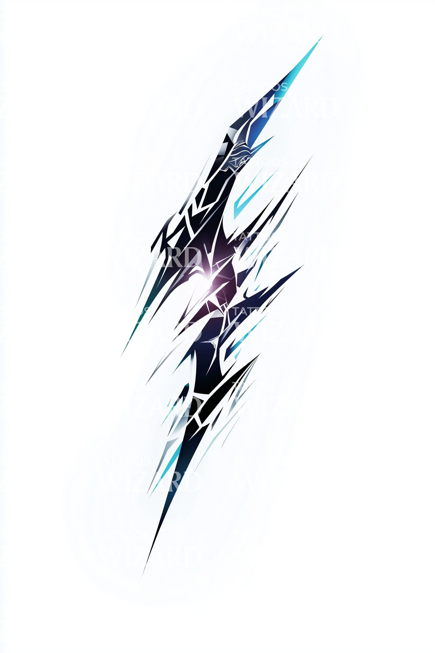 Neon Lightning Slash Tattoo Design