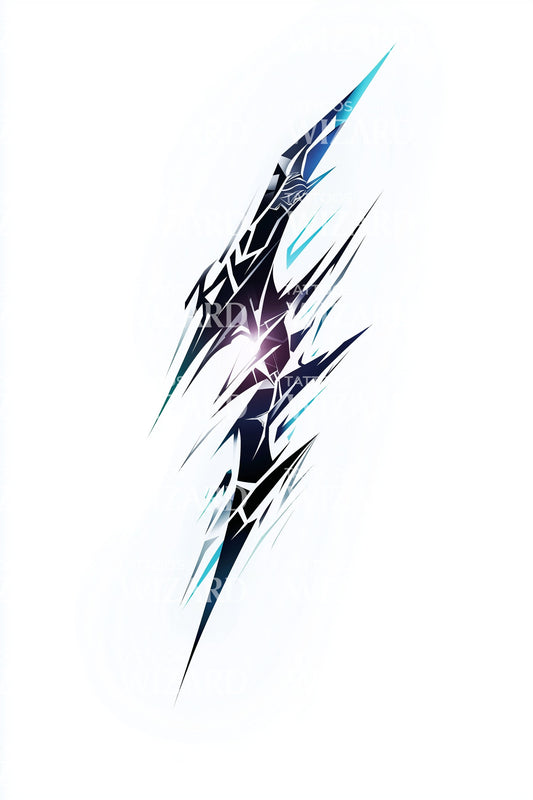 Neon Lightning Slash Tattoo Design