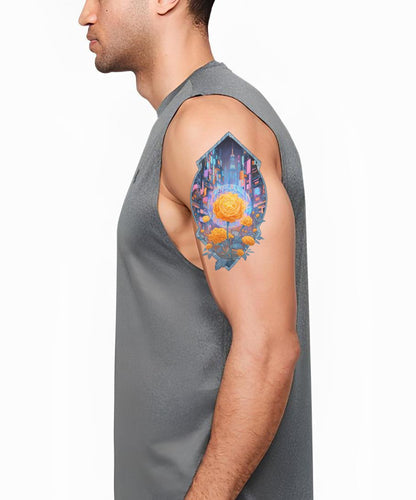 Neon Ros Stad Tatuering Illustration