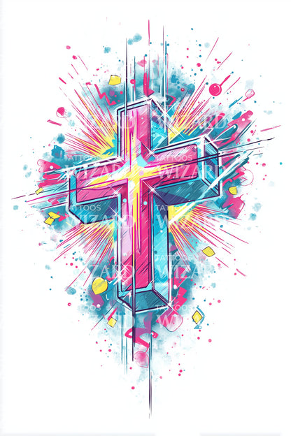 Neon Splash Tro Kors Tatuering Design