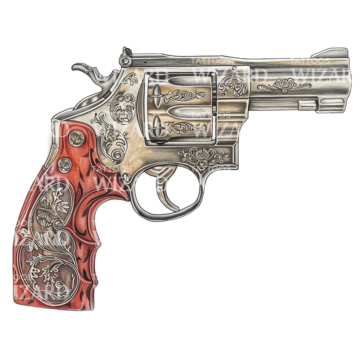 Une idée de tatouage de pistolet Magnum néotraditionnel