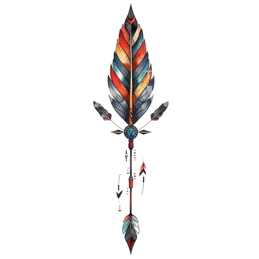 Conception de tatouage de talisman de plumes amérindiennes néotraditionnelles