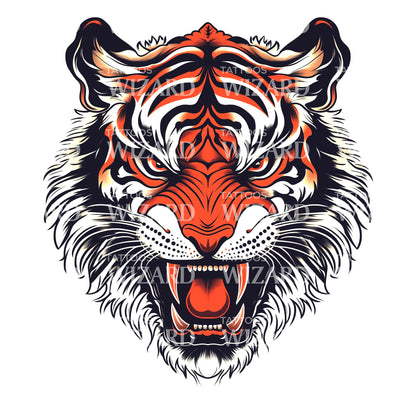 Neotraditional Tiger Roar Tattoo Design