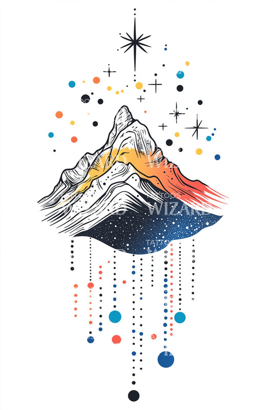 Nepal Cosmic Peaks Tattoo Illustration