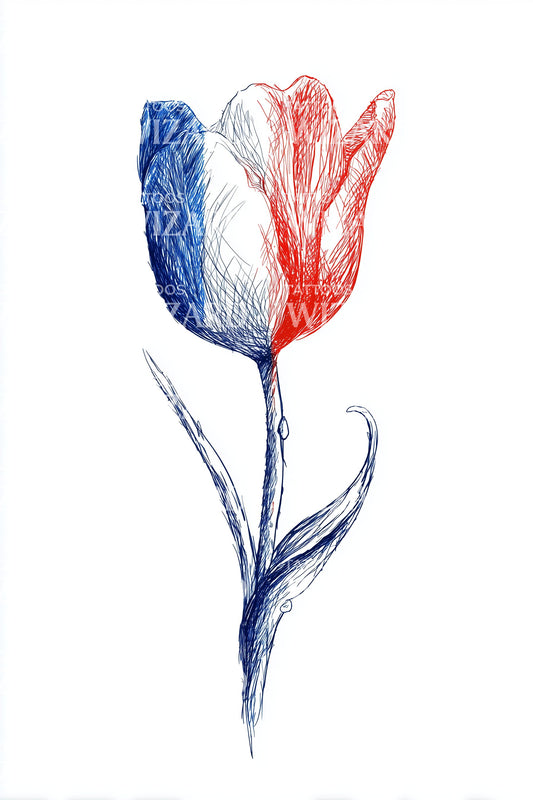 Niederlande Tulpen Skizze Tattoo Illustration