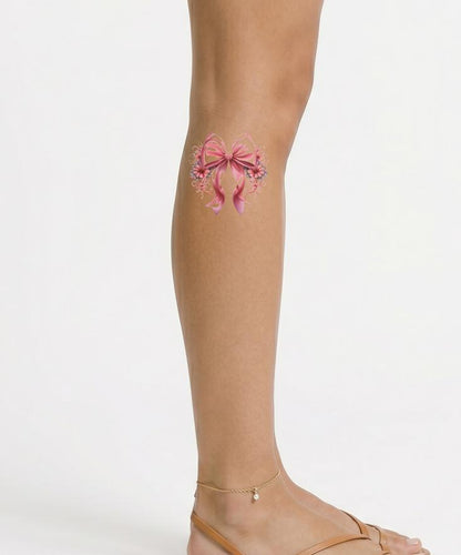 Pink Girly Bow New School Tattoo Design