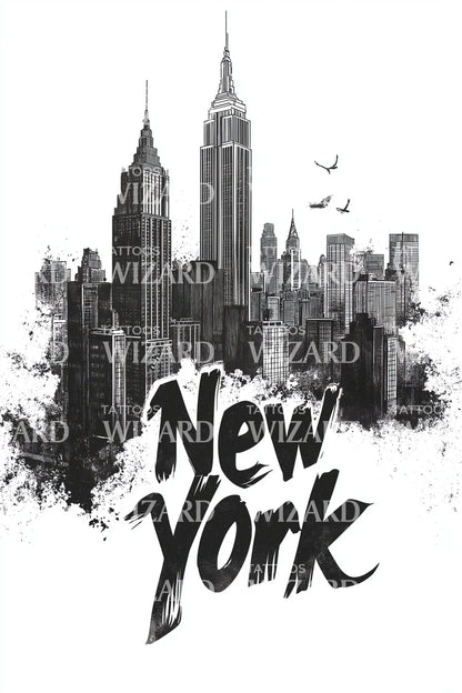 New York Empire Silhouette Tattoo Design