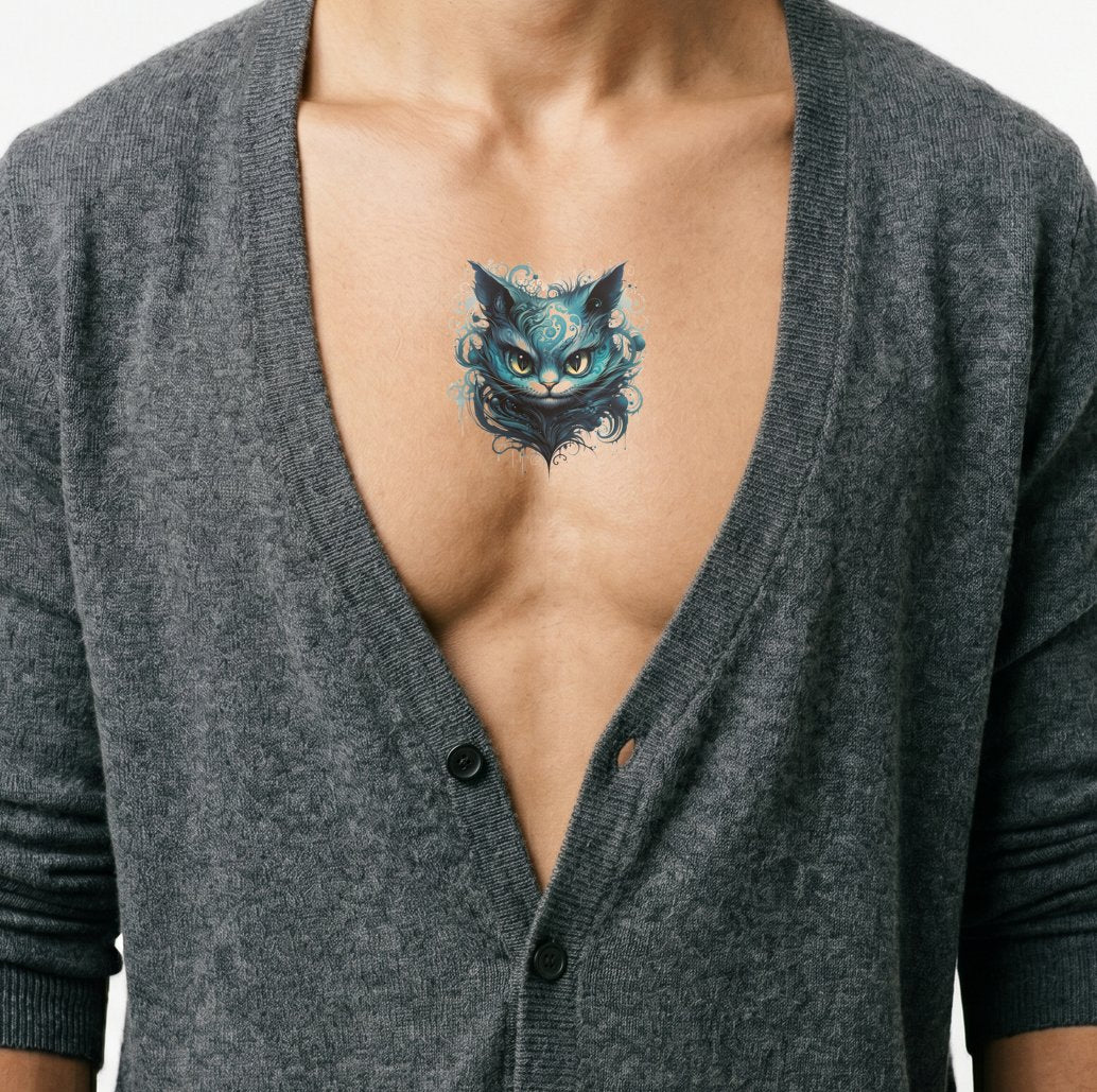 New School Cheshire Cat Tatoveringsdesign