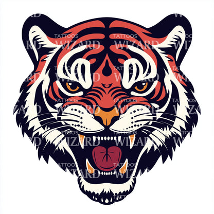 Newschool Tiger Roar Tattoo Design