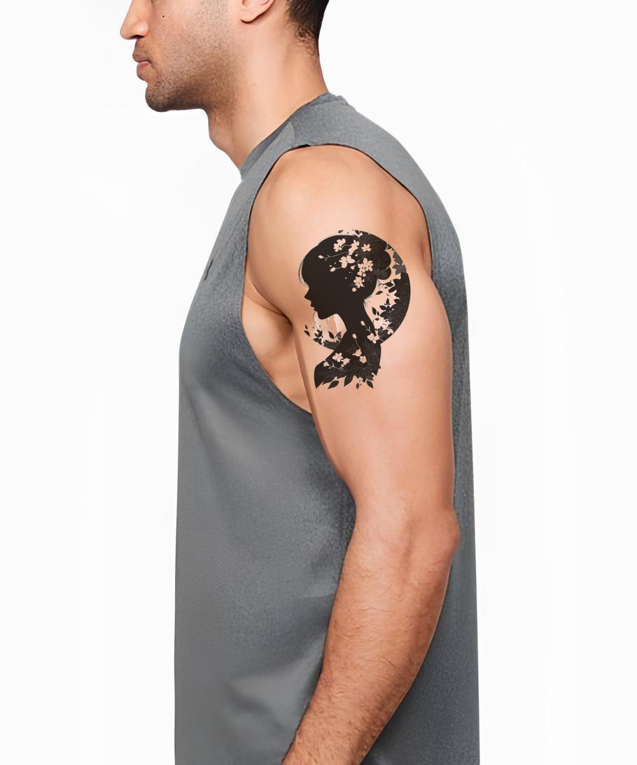 Desain Tato Siluet Bunga Malam