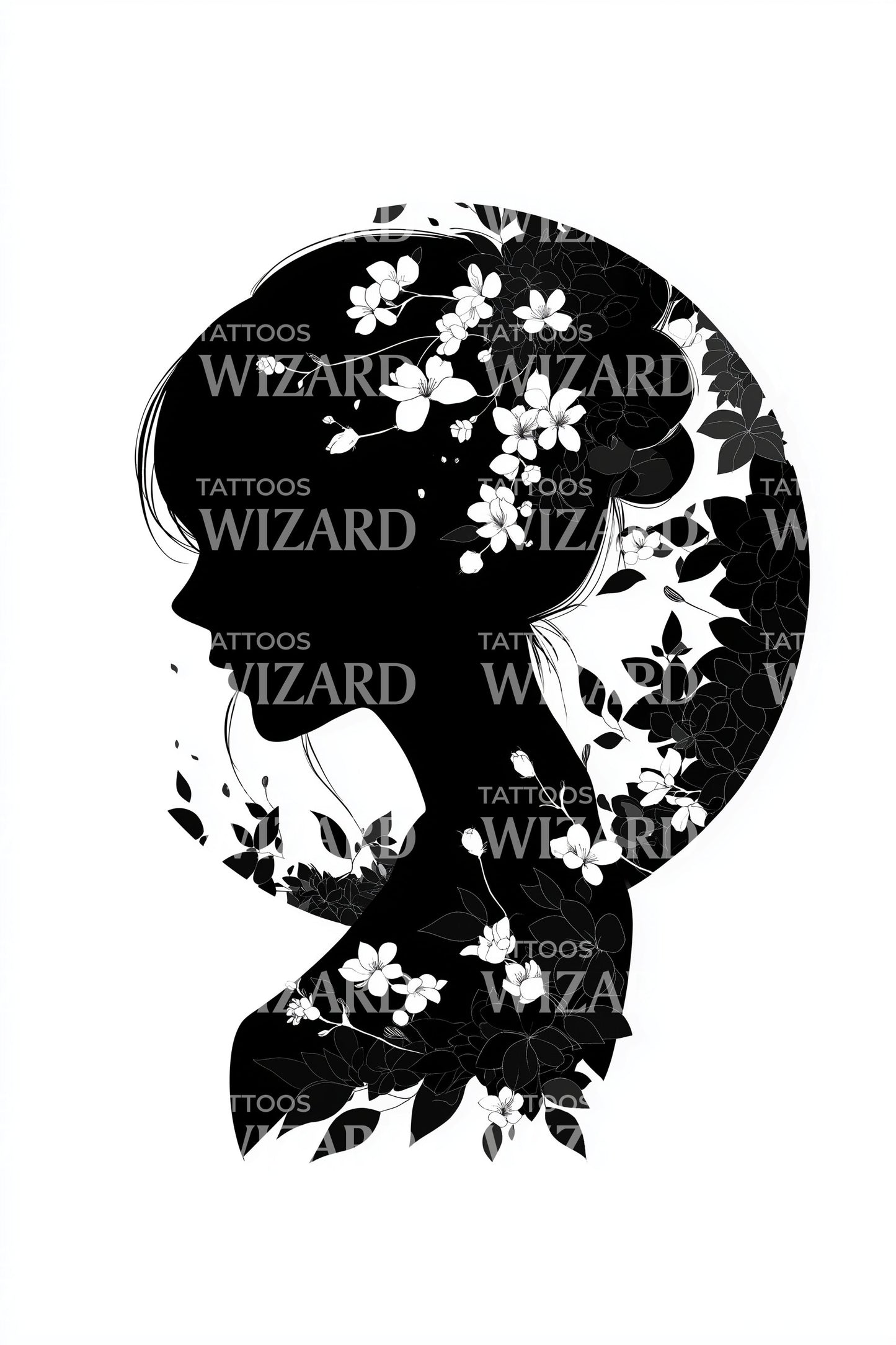 Desain Tato Siluet Bunga Malam