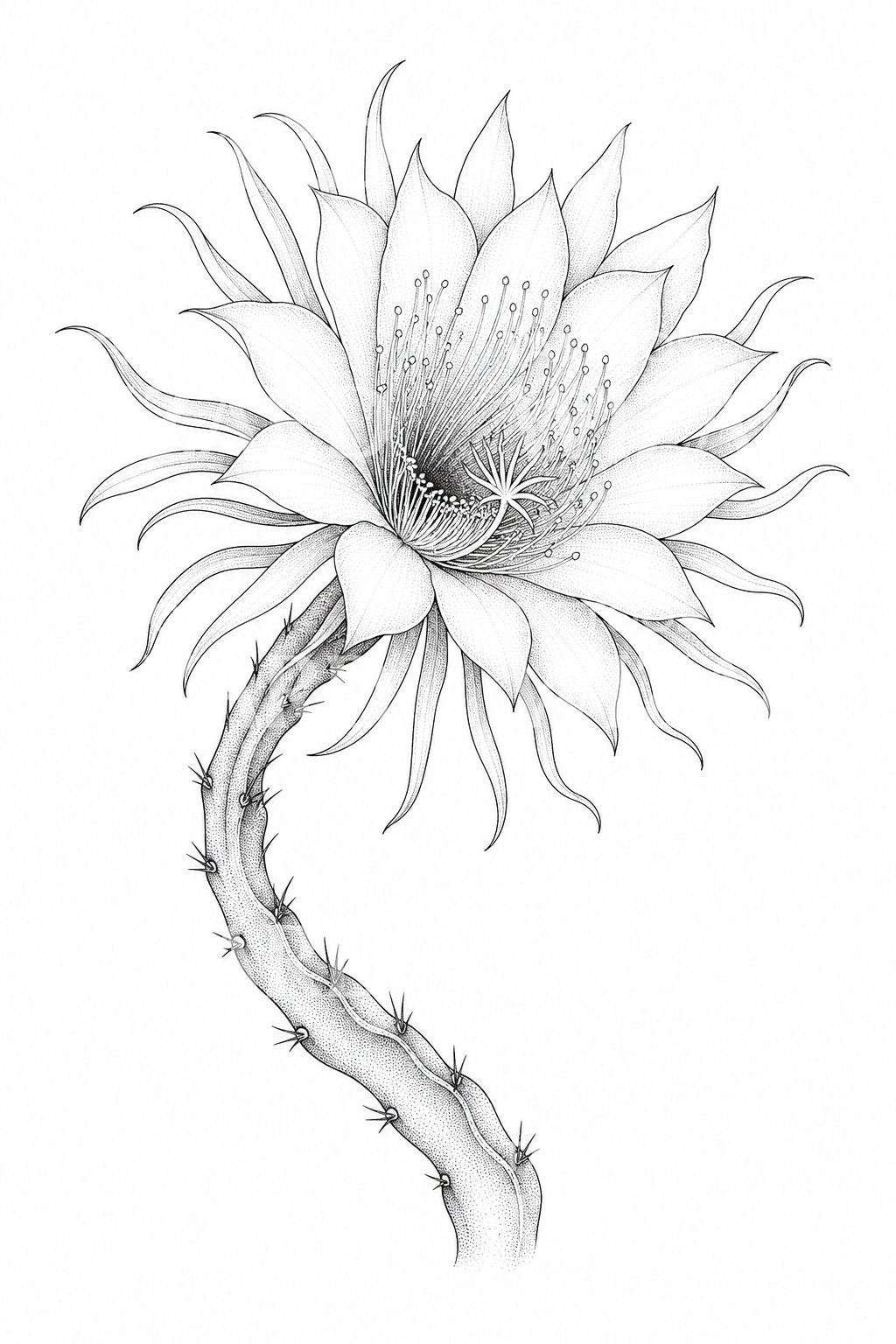Motif de tatouage cereus à floraison nocturne