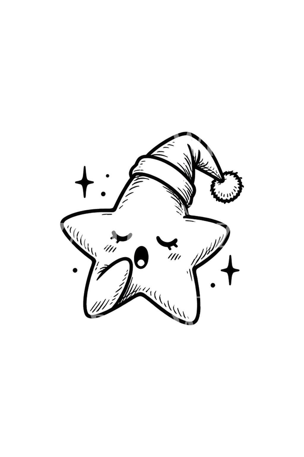 Idea de tatuaje de estrella bostezando con gorro de dormir