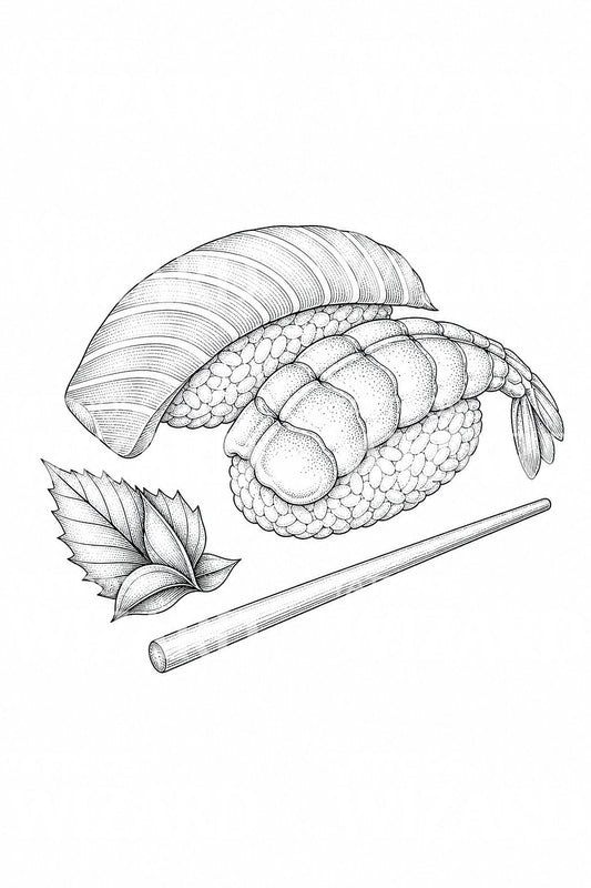 Nigiri sushi pár tetoválás illusztráció