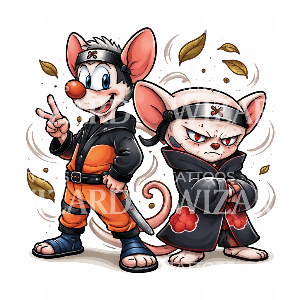 Ninja Mice Duo Tattoo Illustration