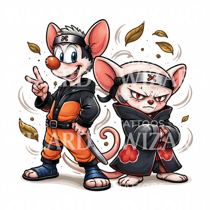 Ninja Mice Duo Tattoo Illustration