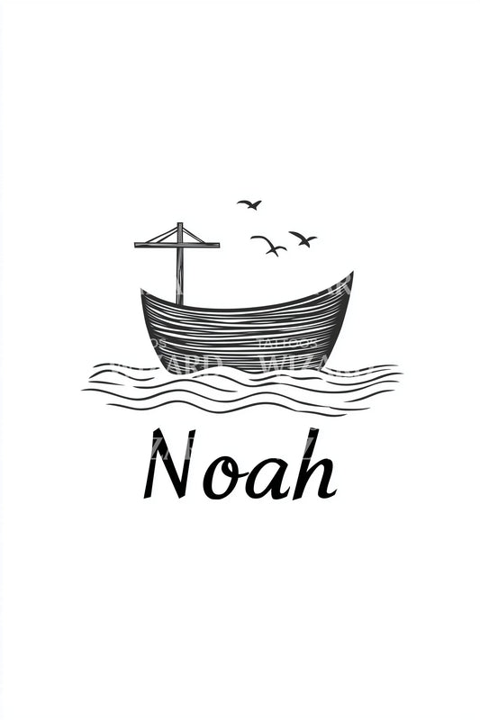 Noah Handwritten Boat Tattoo Design