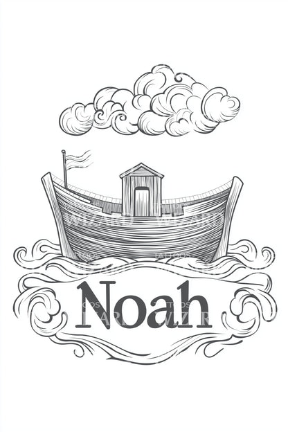 Noah Nautical Scroll Tattoo Design