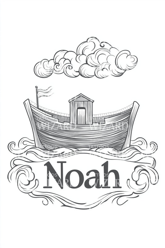 Noah Nautical Scroll Tattoo Design