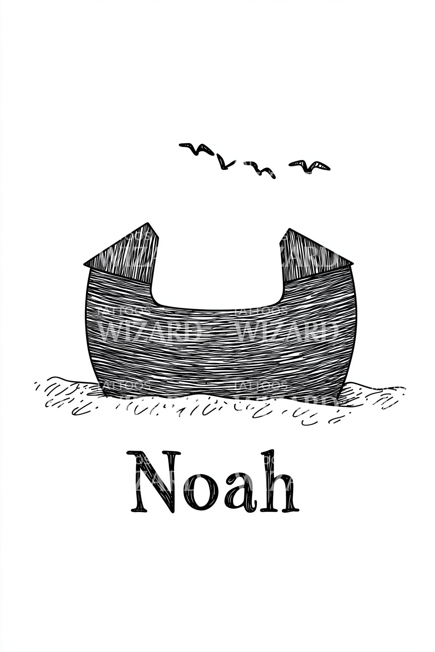 Noah Rustic Boat Tattoo Design