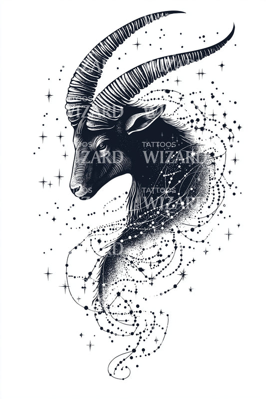 Nocturne Ram Totem Tattoo Design
