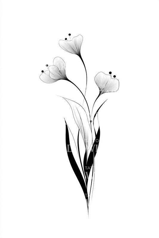 Noir Bud Trio Tattoo Illustration