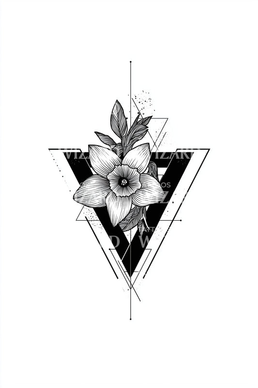 Noir Triangle Petal Tattoo Design