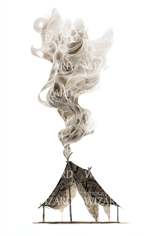 Nomad Tent Smoke Tattoo Design