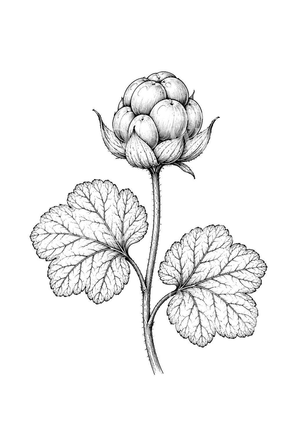 Nordic Cloudberry Sprig Tattoo Design