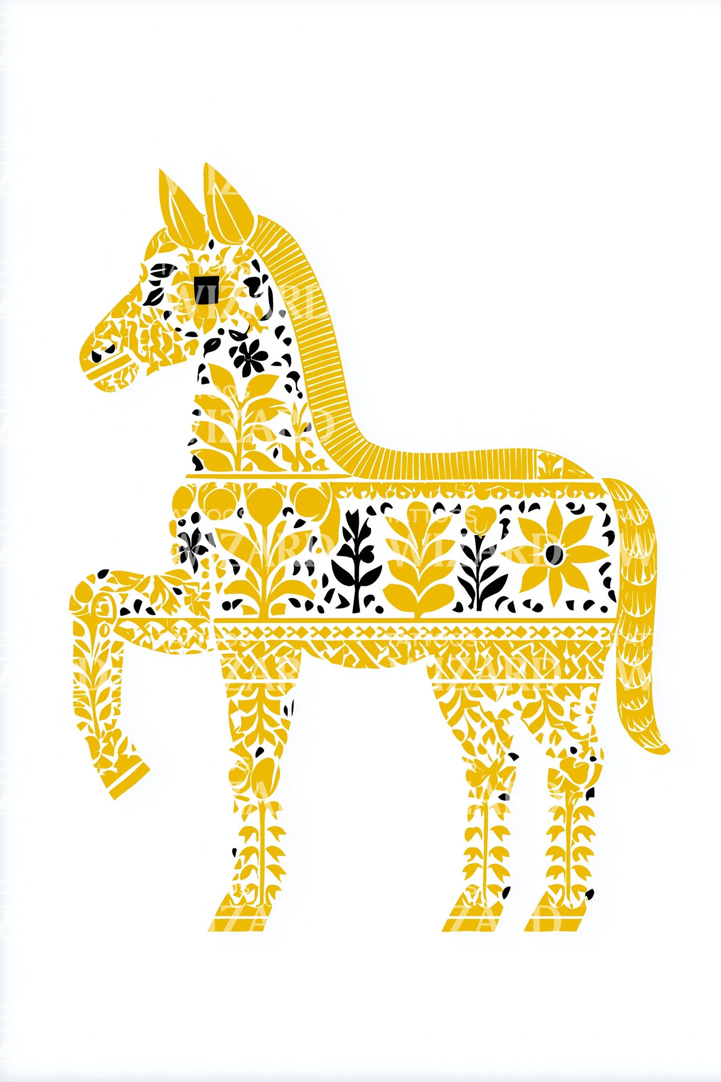 Nordisches Blumenpferd Tattoo Design