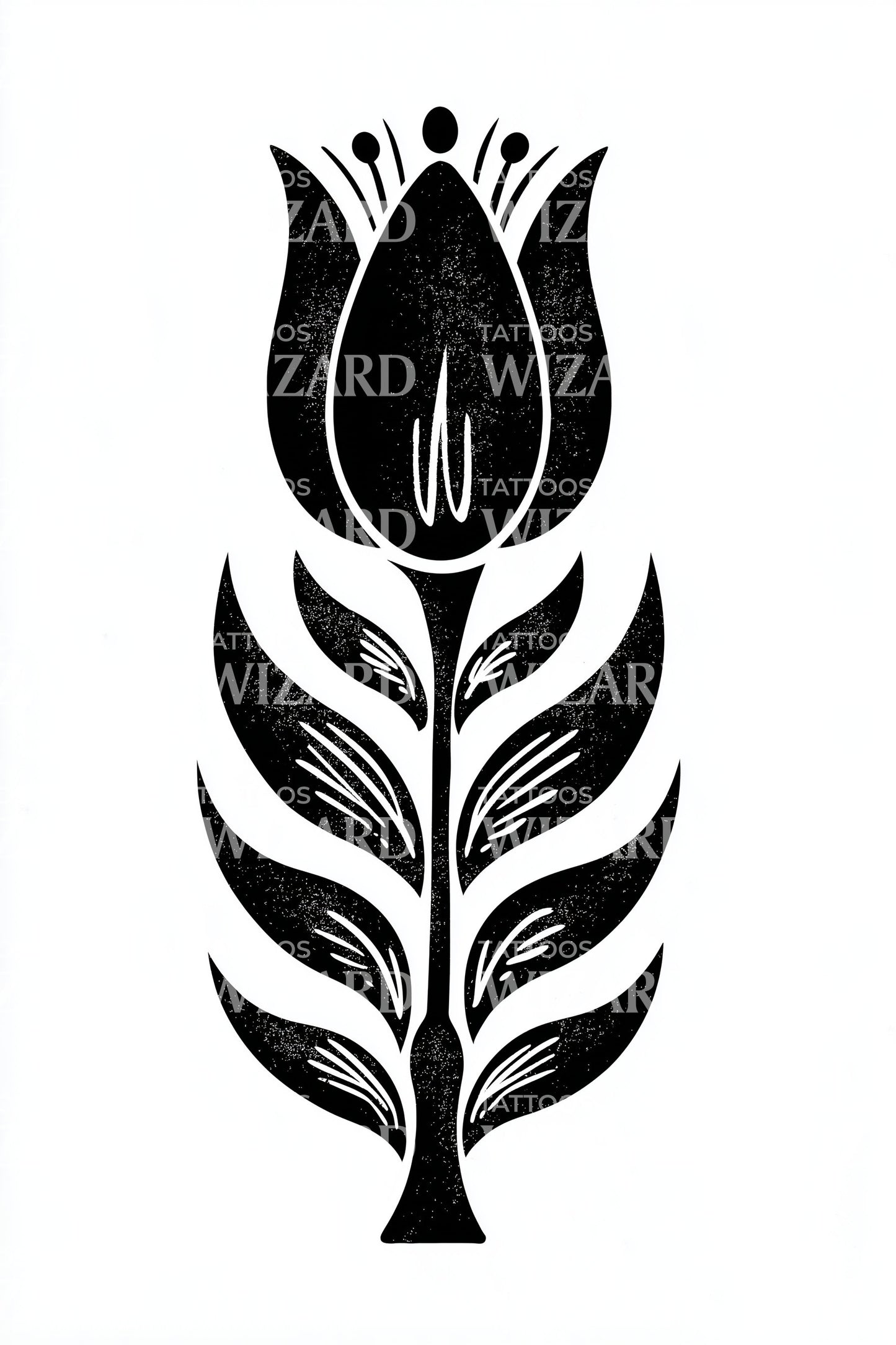 Nordic Tulip Motif Tattoo Design