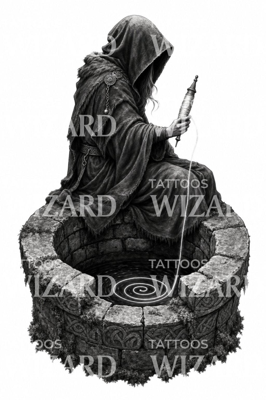 Norse Fate Spinner Tattoo Illustration