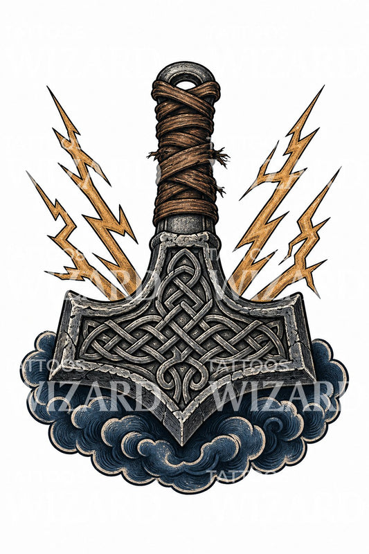 Noords donderhamer tattoo-ontwerp