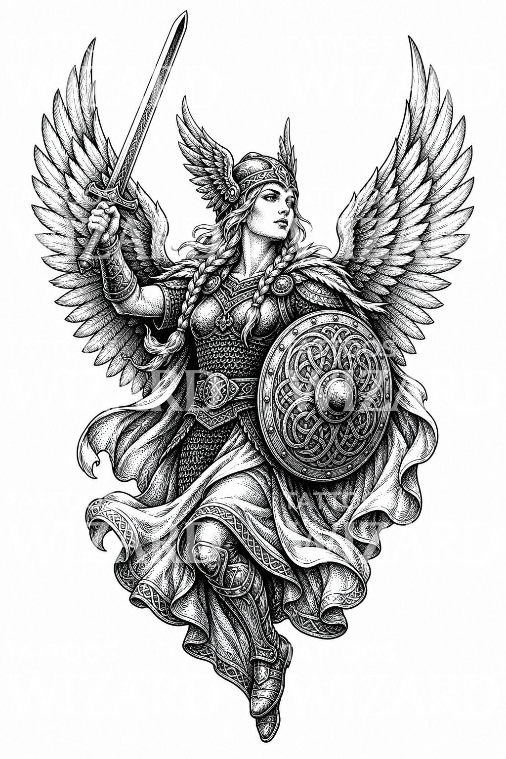 Norse Valkyrie Tattoo Illustration