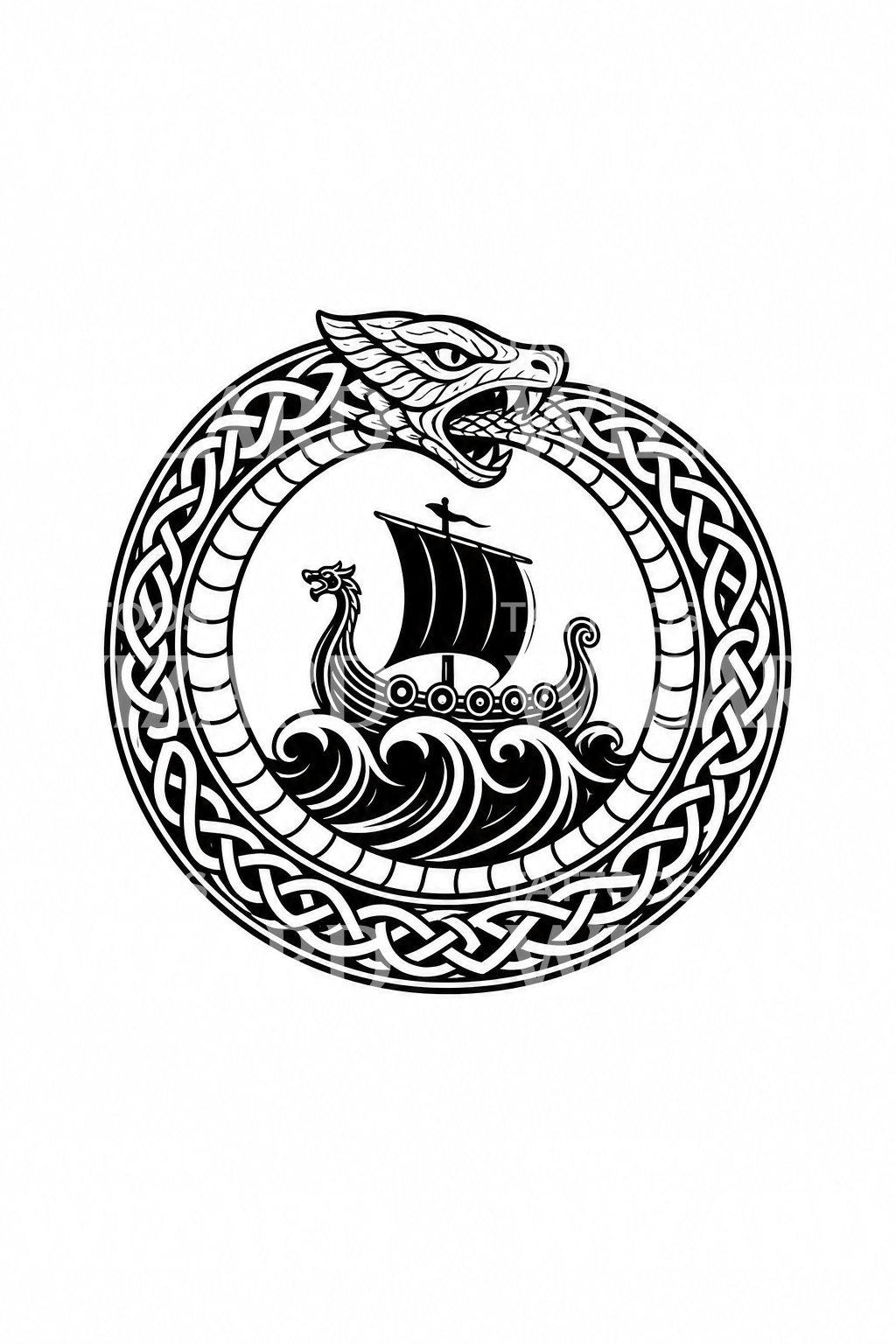 Norse World Serpent Ring Tattoo Design
