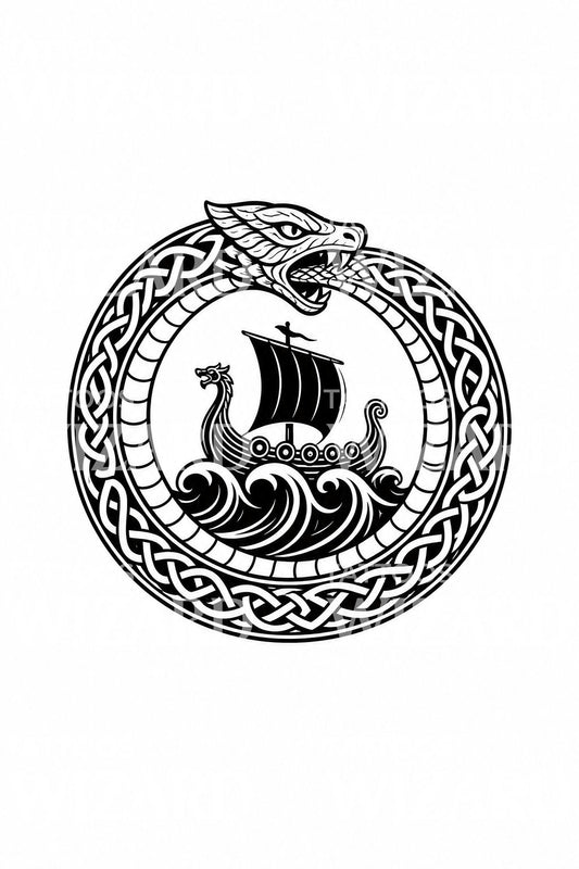 Norse World Serpent Ring Tattoo Design