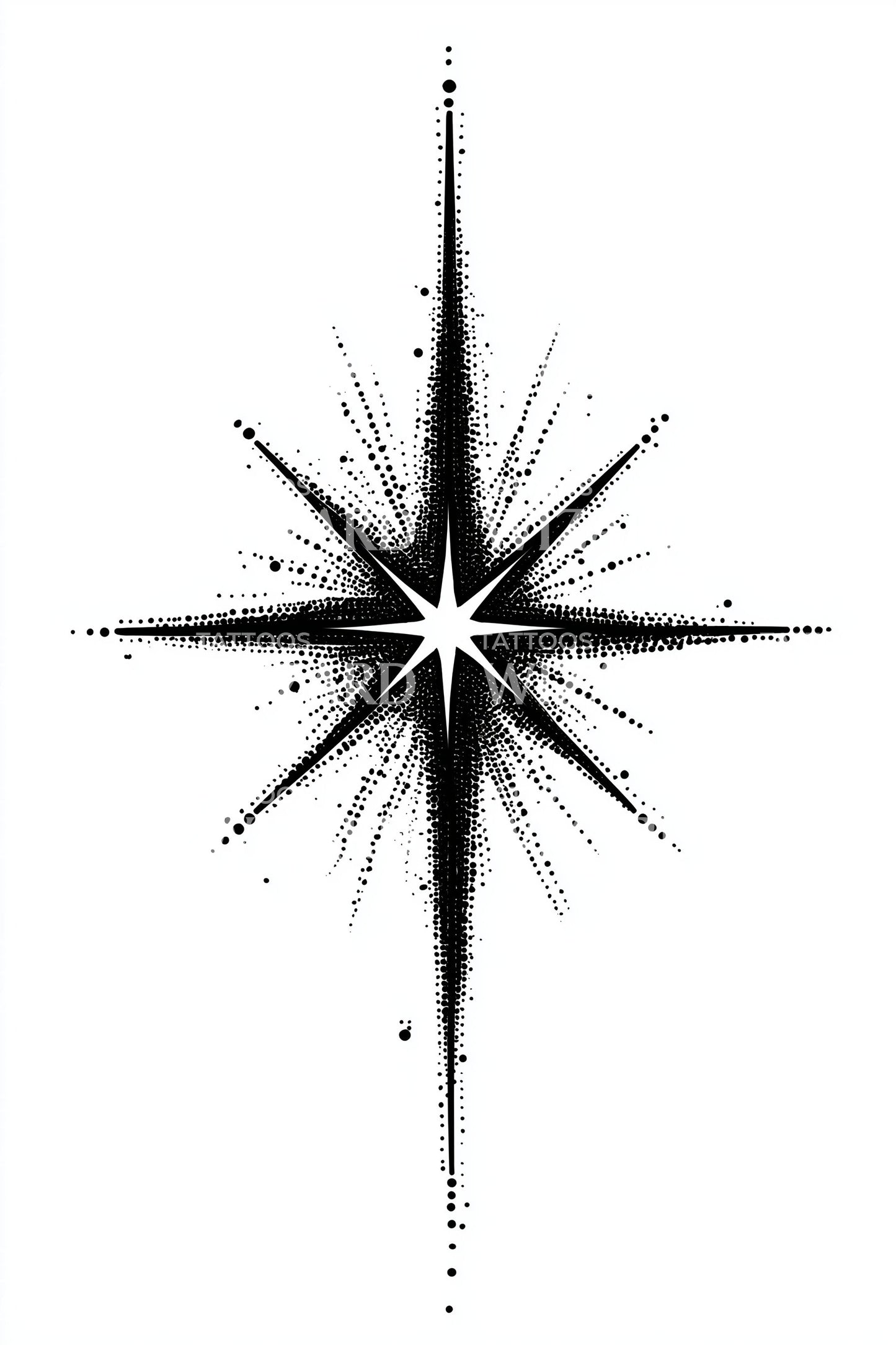 North Star Burst Tattoo Design