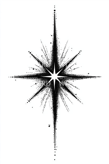 North Star Burst Tattoo Design