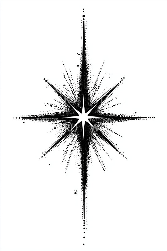 North Star Burst Tattoo Design