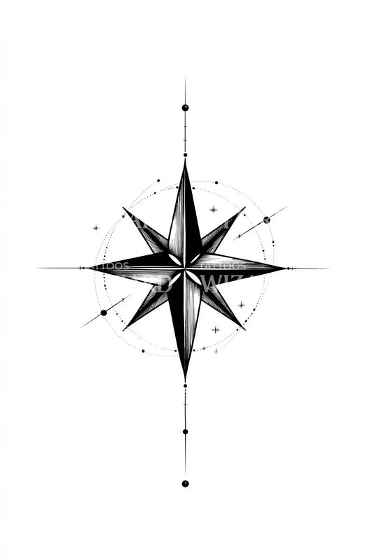 North Star Compass Tattoo Design