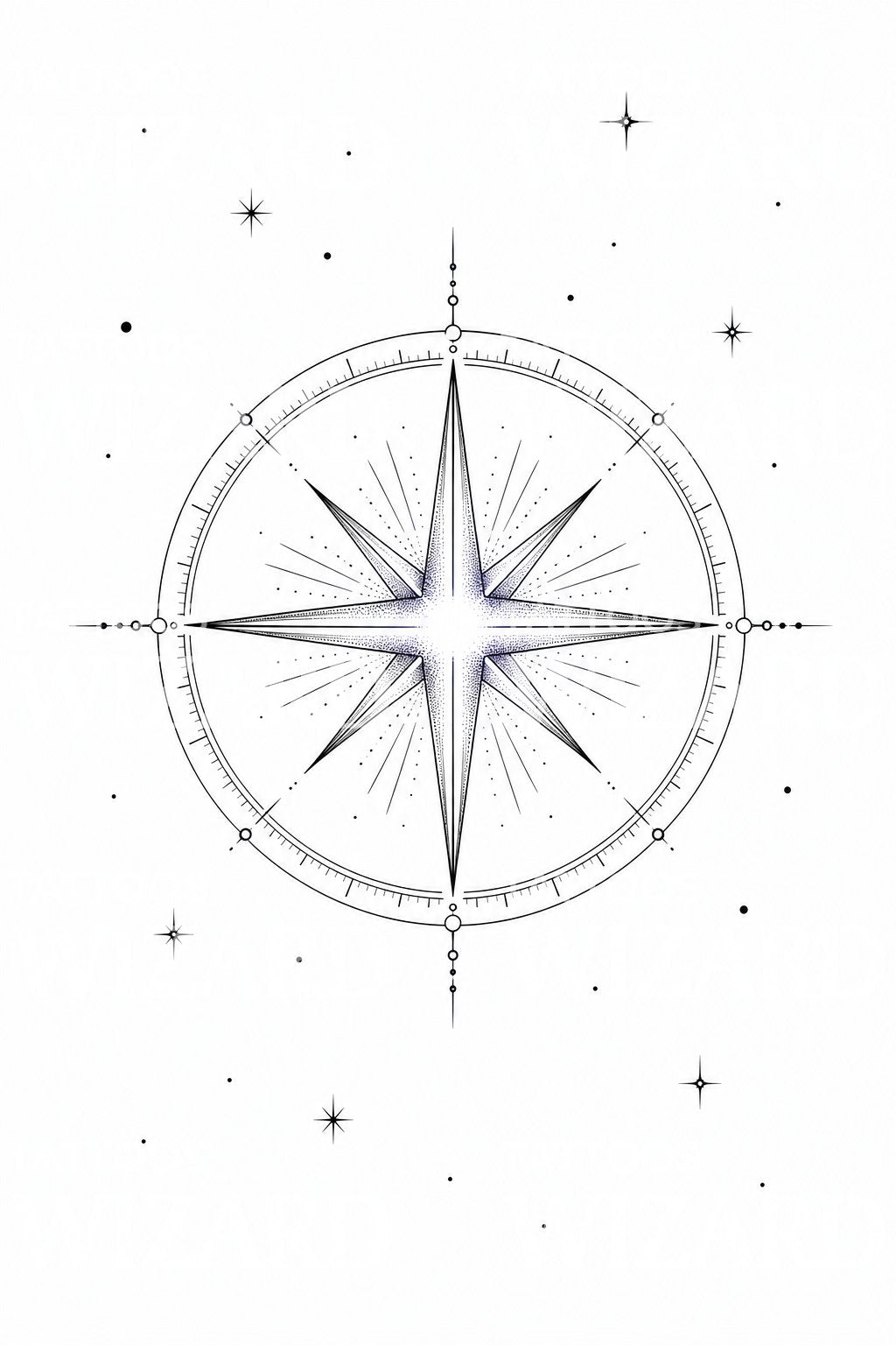 North Star Compass Tattoo Design